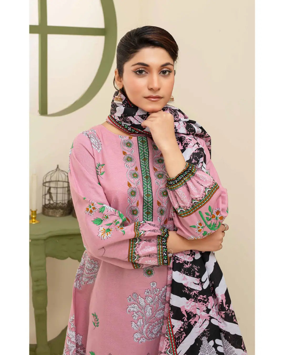 Samifa Presents Dua by Fiza Noor Branded 3 Pc Unstitched Printed Khaddar – Dusty Rose Pink