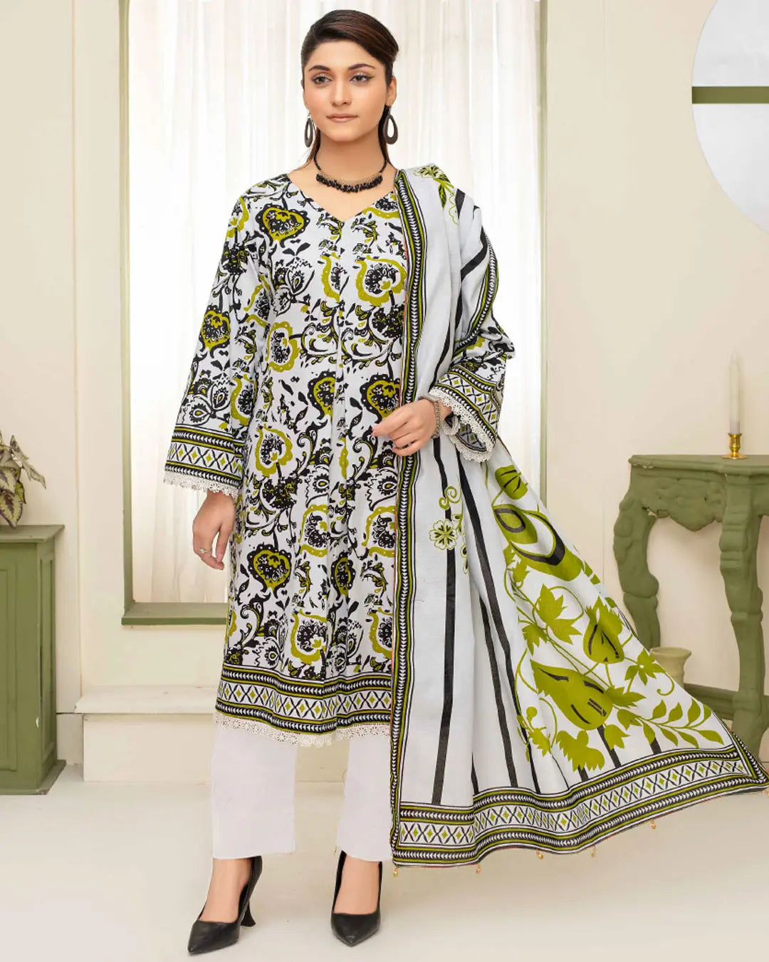 Samifa Presents Dua by Fiza Noor Branded 3 Pc Unstitched Printed Khaddar – Silver Mist Grey