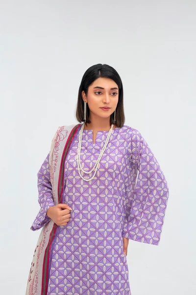 3-Piece Unstitched Lawn Suit – Printed Lawn Shirt, Printed Lawn Dupatta & Dyed Cambric Trouser (Fiza Noor Brand)