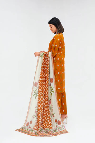 3-Piece Unstitched Lawn Suit – Printed Lawn Shirt, Printed Lawn Dupatta & Dyed Cambric Trouser (Fiza Noor Brand)