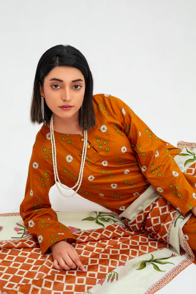 3-Piece Unstitched Lawn Suit – Printed Lawn Shirt, Printed Lawn Dupatta & Dyed Cambric Trouser (Fiza Noor Brand)