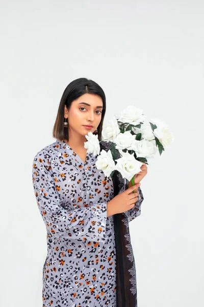 Unstitched Lawn 3 Piece Suit – Elegant Printed Shirt, Trouser & Dupatta by Samifa. - Samifa.