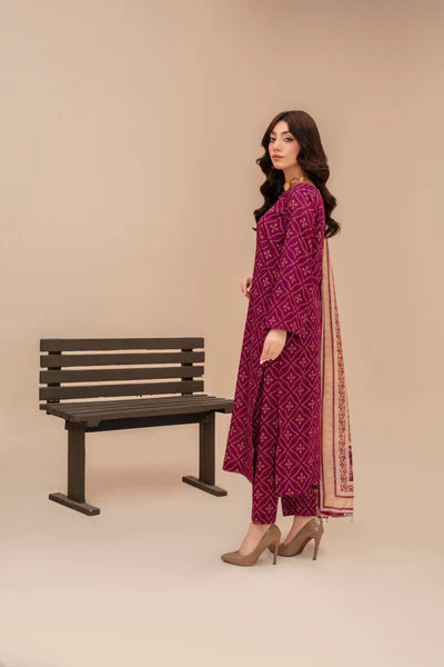 3-Piece Unstitched Lawn Suit – Printed Lawn Shirt, Printed Lawn Dupatta & Dyed Cambric Trouser (Fiza Noor Brand)