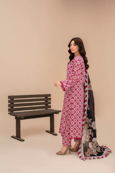 3-Piece Unstitched Lawn Suit – Printed Lawn Shirt, Printed Lawn Dupatta & Dyed Cambric Trouser (Fiza Noor Brand)