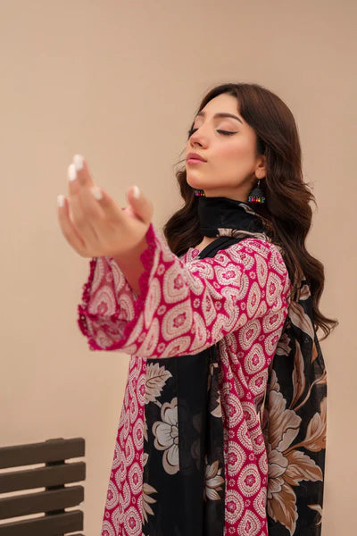 3-Piece Unstitched Lawn Suit – Printed Lawn Shirt, Printed Lawn Dupatta & Dyed Cambric Trouser (Fiza Noor Brand)