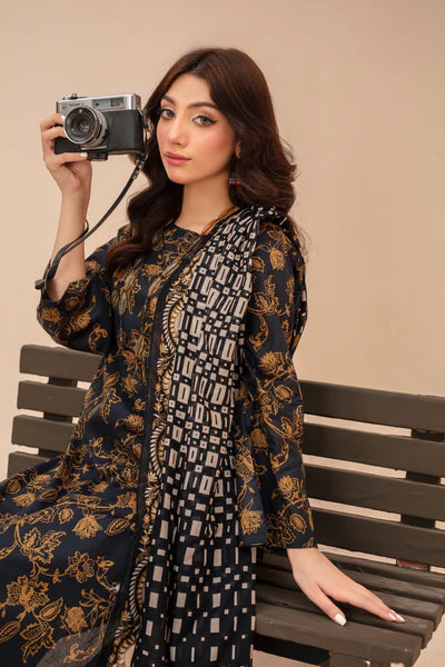 3-Piece Unstitched Lawn Suit – Printed Lawn Shirt, Printed Lawn Dupatta & Dyed Cambric Trouser (Fiza Noor Brand)