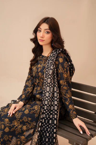 3-Piece Unstitched Lawn Suit – Printed Lawn Shirt, Printed Lawn Dupatta & Dyed Cambric Trouser (Fiza Noor Brand)