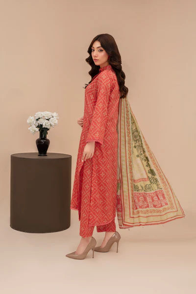 3-Piece Unstitched Lawn Suit – Printed Lawn Shirt, Printed Lawn Dupatta & Dyed Cambric Trouser (Fiza Noor Brand)