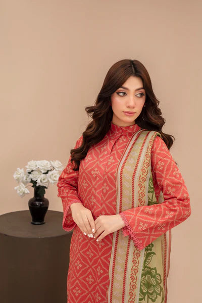 3-Piece Unstitched Lawn Suit – Printed Lawn Shirt, Printed Lawn Dupatta & Dyed Cambric Trouser (Fiza Noor Brand)
