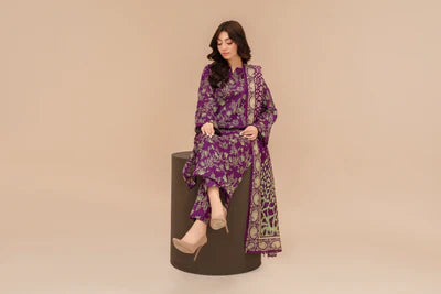 3-Piece Unstitched Lawn Suit – Printed Lawn Shirt, Printed Lawn Dupatta & Dyed Cambric Trouser (Fiza Noor Brand)