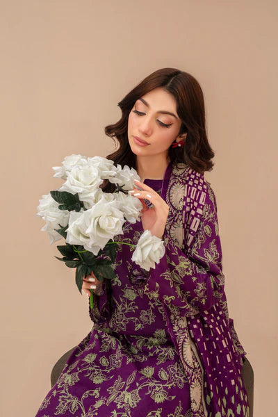 3-Piece Unstitched Lawn Suit – Printed Lawn Shirt, Printed Lawn Dupatta & Dyed Cambric Trouser (Fiza Noor Brand)