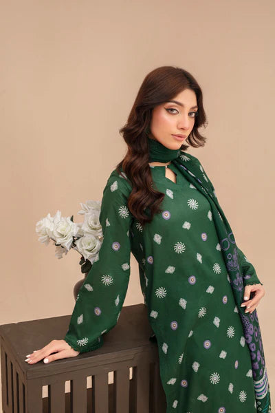 3-Piece Unstitched Lawn Suit – Printed Lawn Shirt, Printed Lawn Dupatta & Dyed Cambric Trouser (Fiza Noor Brand)