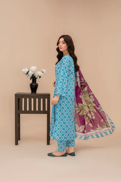 3-Piece Unstitched Lawn Suit – Printed Lawn Shirt, Printed Lawn Dupatta & Dyed Cambric Trouser (Fiza Noor Brand)