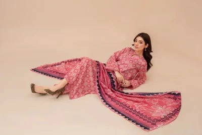 Unstitched Lawn 3 Piece Suit – Elegant Printed Shirt, Trouser & Dupatta by Samifa. - Samifa.