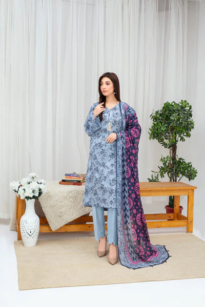 Unstiched Digital Printed Lawn 3pc Manar-FN-04 (Fiza Noor Brand)