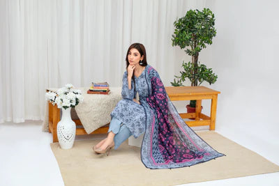 Unstiched Digital Printed Lawn 3pc Manar-FN-04 (Fiza Noor Brand)