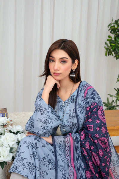 Unstiched Digital Printed Lawn 3pc Manar-FN-04 (Fiza Noor Brand)