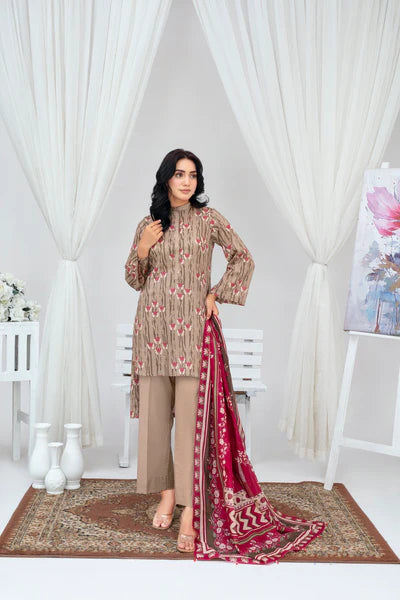 Unstiched Digital Printed Lawn 3pc Manar-FN-06 (Fiza Noor Brand)