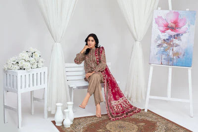 Unstiched Digital Printed Lawn 3pc Manar-FN-06 (Fiza Noor Brand)
