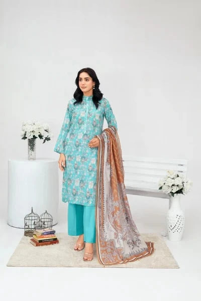 Unstitched Lawn 3 Piece Suit – Elegant Printed Shirt, Trouser & Dupatta by Samifa. - Samifa.