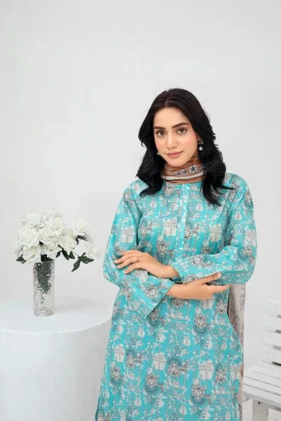 Unstitched Lawn 3 Piece Suit – Elegant Printed Shirt, Trouser & Dupatta by Samifa. - Samifa.