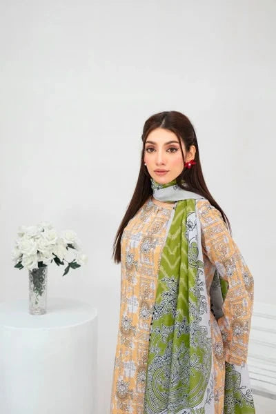 Unstitched Lawn 3 Piece Suit – Elegant Printed Shirt, Trouser & Dupatta by Samifa. - Samifa.