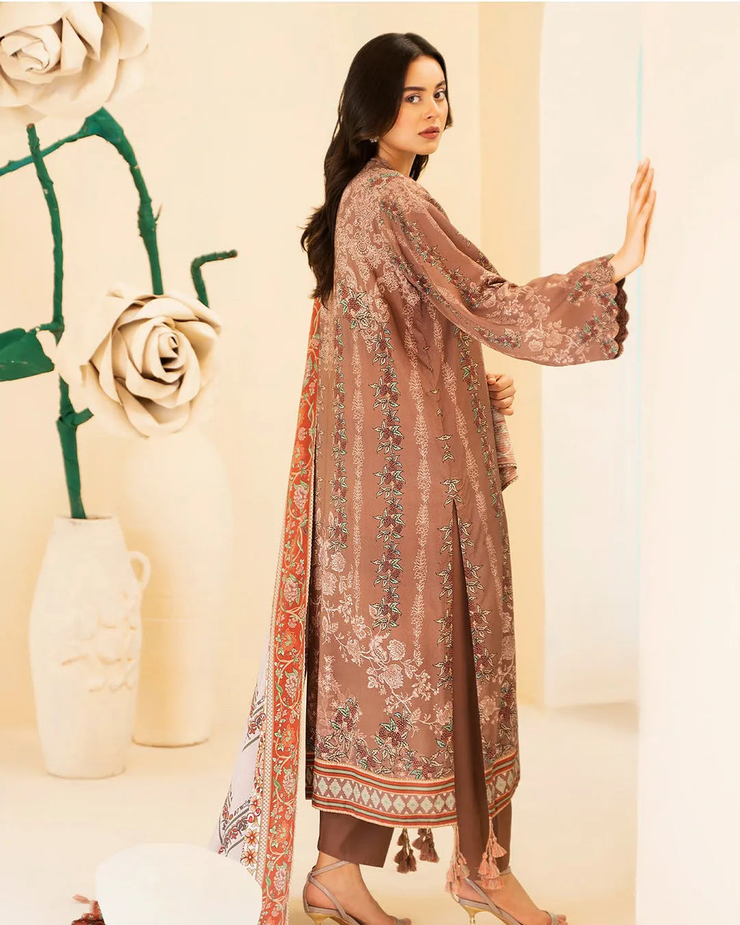 Reeba by Gull Jee Original – Samifa Winter Collection 2025 Terracotta Brown Luxurious Linen