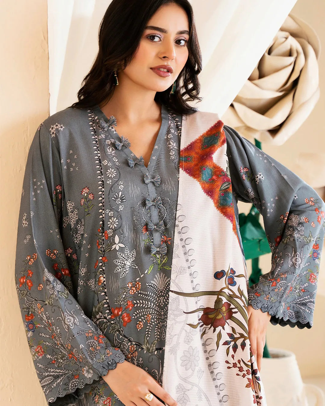 Reeba by Gull Jee Original – Samifa Winter Collection 2025 Dusty Steel Blue Luxurious Linen