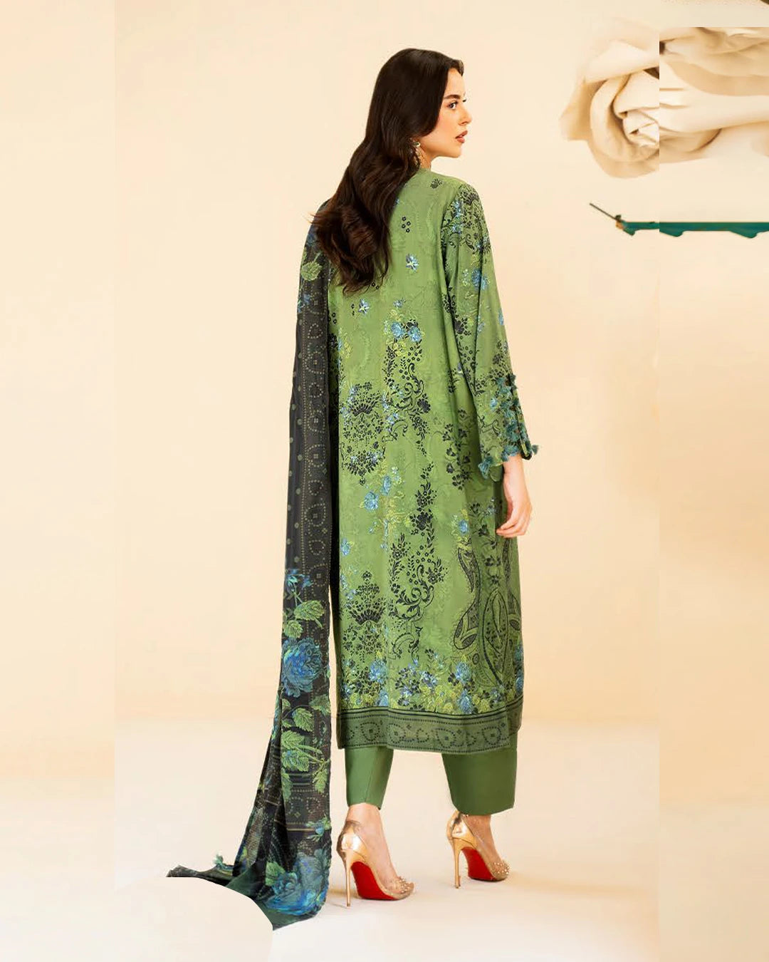 Reeba by Gull Jee Original – Samifa Winter Collection 2025 Moss Green Luxurious Linen
