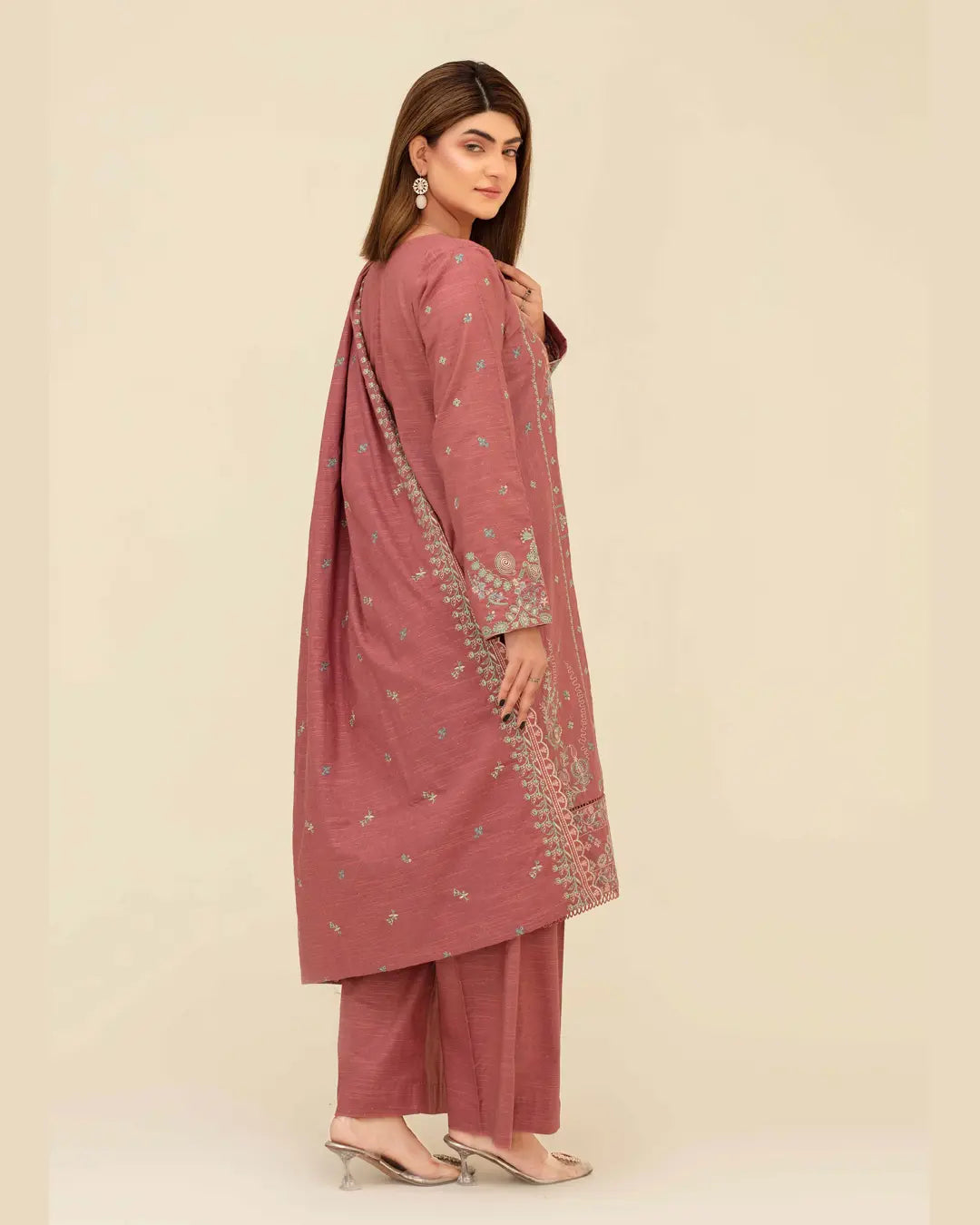 Samifa Presents Abro by Fiza Noor Unstitched Embroidered Winter Festival Branded Karandi 3 Pc Suit – Naranji