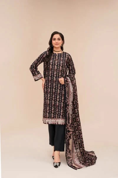 Summer Lawn 3PC – Printed Shirt & Dupatta with Cambric Trouser - Samifa.