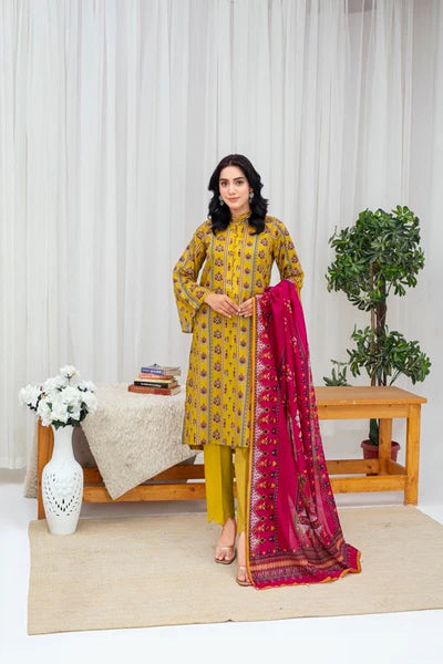 Unstiched Digital Printed Lawn 3pc Manar-FN-01 (Fiza Noor Brand)