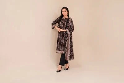 Summer Lawn 3PC – Printed Shirt & Dupatta with Cambric Trouser - Samifa.