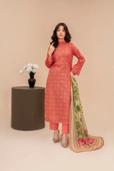 3-Piece Unstitched Lawn Suit – Printed Lawn Shirt, Printed Lawn Dupatta & Dyed Cambric Trouser (Fiza Noor Brand)