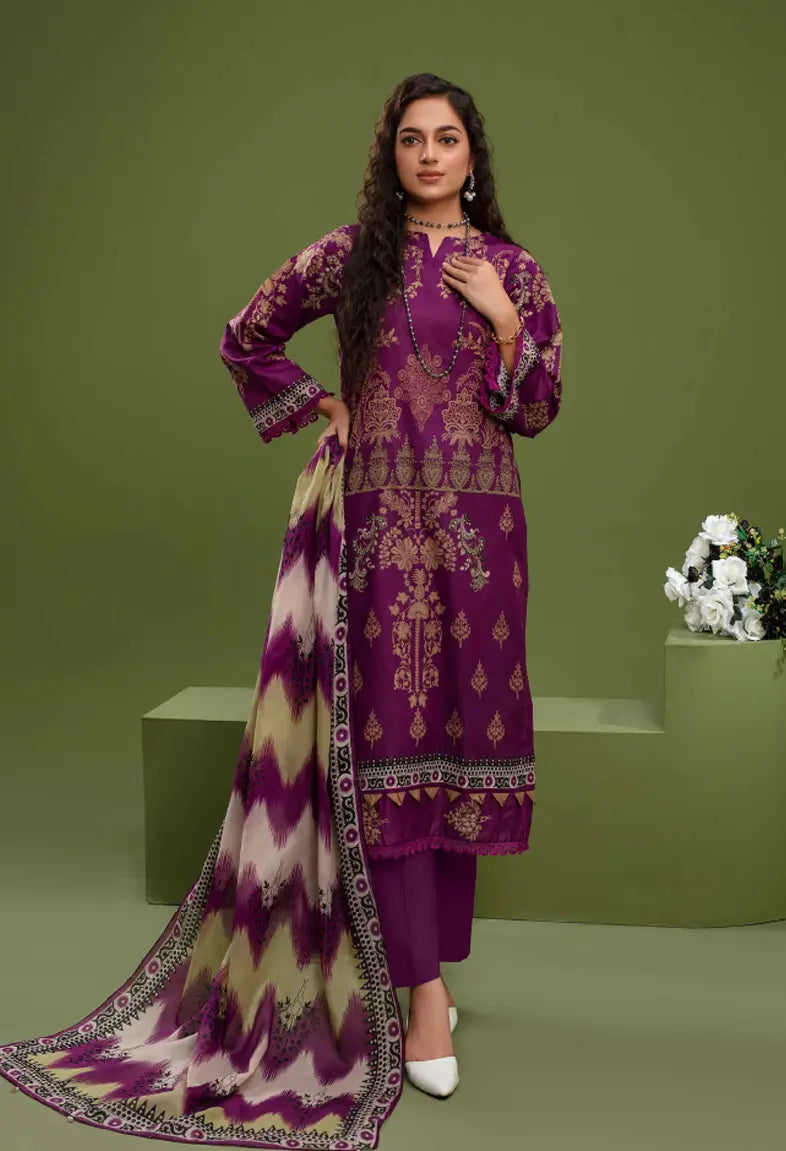Unstiched Digital Printed Lawn 3pc Manar-A-07 (Fiza Noor Brand)