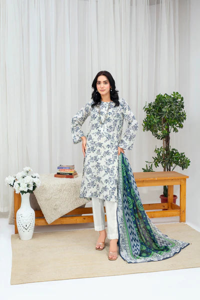 Unstiched Digital Printed Lawn 3pc Manar-FN-03 (Fiza Noor Brand)