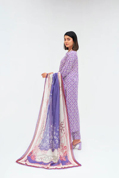 3-Piece Unstitched Lawn Suit – Printed Lawn Shirt, Printed Lawn Dupatta & Dyed Cambric Trouser (Fiza Noor Brand)