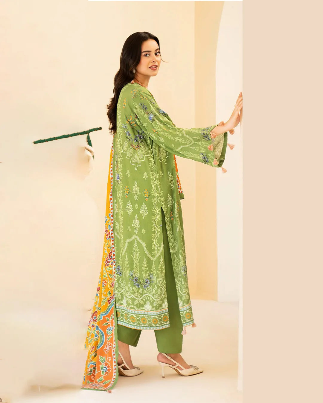 Reeba by Gull Jee Original – Samifa Winter Collection 2025 Olive Green Luxurious Linen