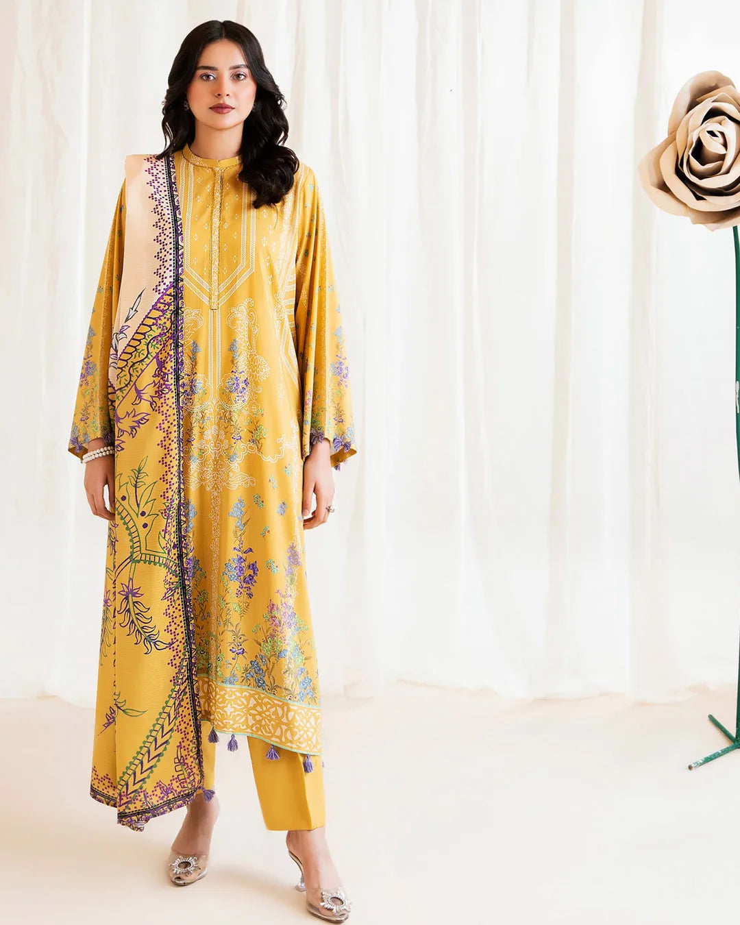 Reeba by Gull Jee Original – Samifa Winter Collection 2025 Golden Yellow Luxurious Linen