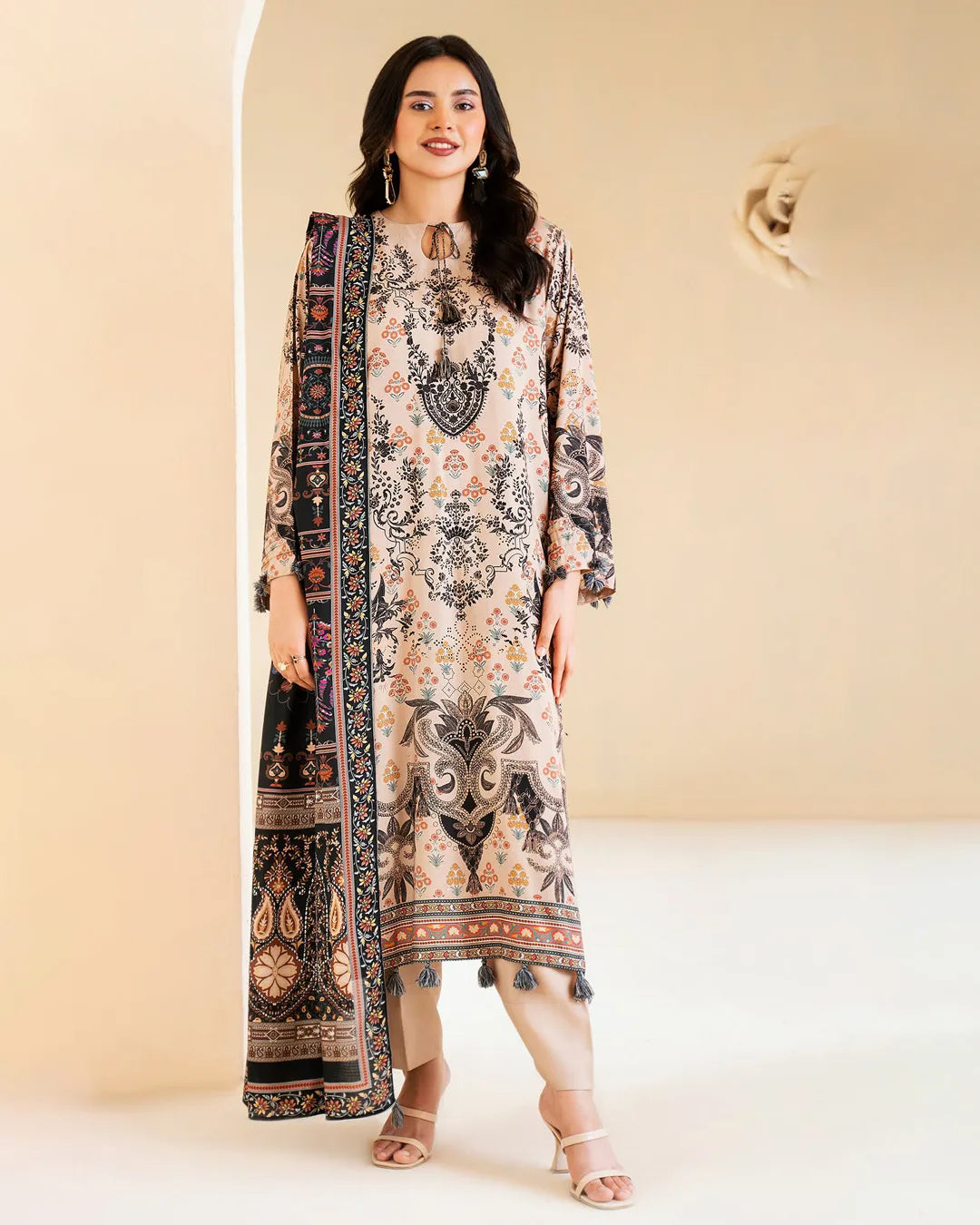 Reeba by Gull Jee Original – Samifa Winter Collection 2025 Soft Beige Luxurious Linen