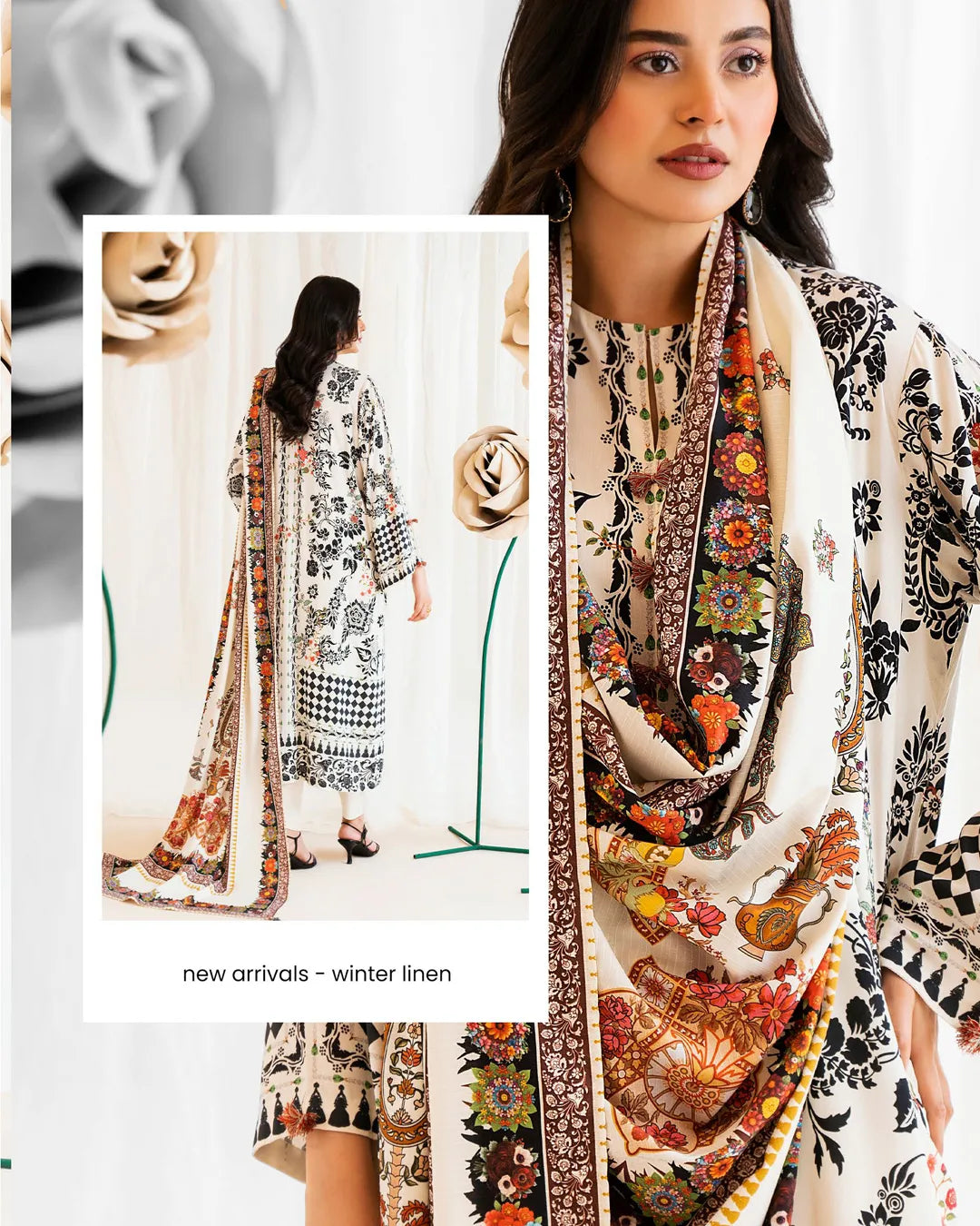 Reeba by Gull Jee Original – Samifa Winter Collection 2025 Soft Cream Luxurious Linen