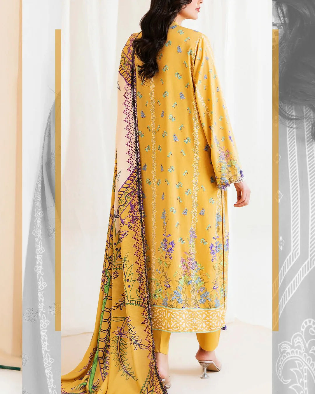 Reeba by Gull Jee Original – Samifa Winter Collection 2025 Golden Yellow Luxurious Linen