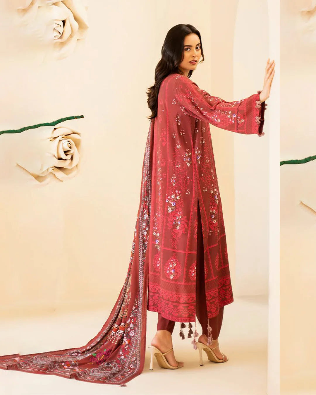 Reeba by Gull Jee Original – Samifa Winter Collection 2025 Deep Maroon Luxurious Linen