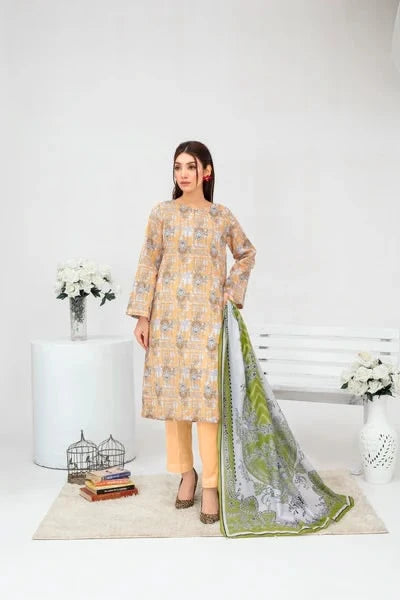 Unstitched Lawn 3 Piece Suit – Elegant Printed Shirt, Trouser & Dupatta by Samifa. - Samifa.