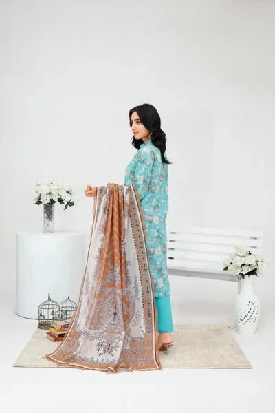 Unstitched Lawn 3 Piece Suit – Elegant Printed Shirt, Trouser & Dupatta by Samifa. - Samifa.
