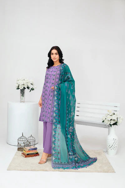 Unstiched Digital Printed Lawn 3pc Manar-FN-09 (Fiza Noor Brand)