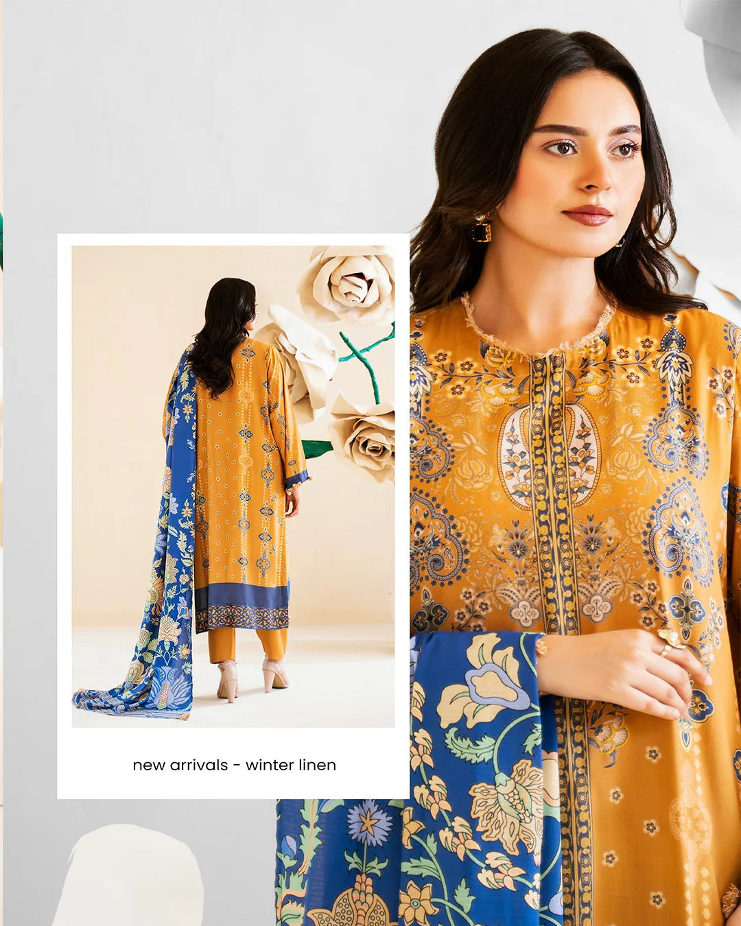 Reeba by Gull Jee Original – Samifa Winter Collection 2025 Sunset Orange Luxurious Linen