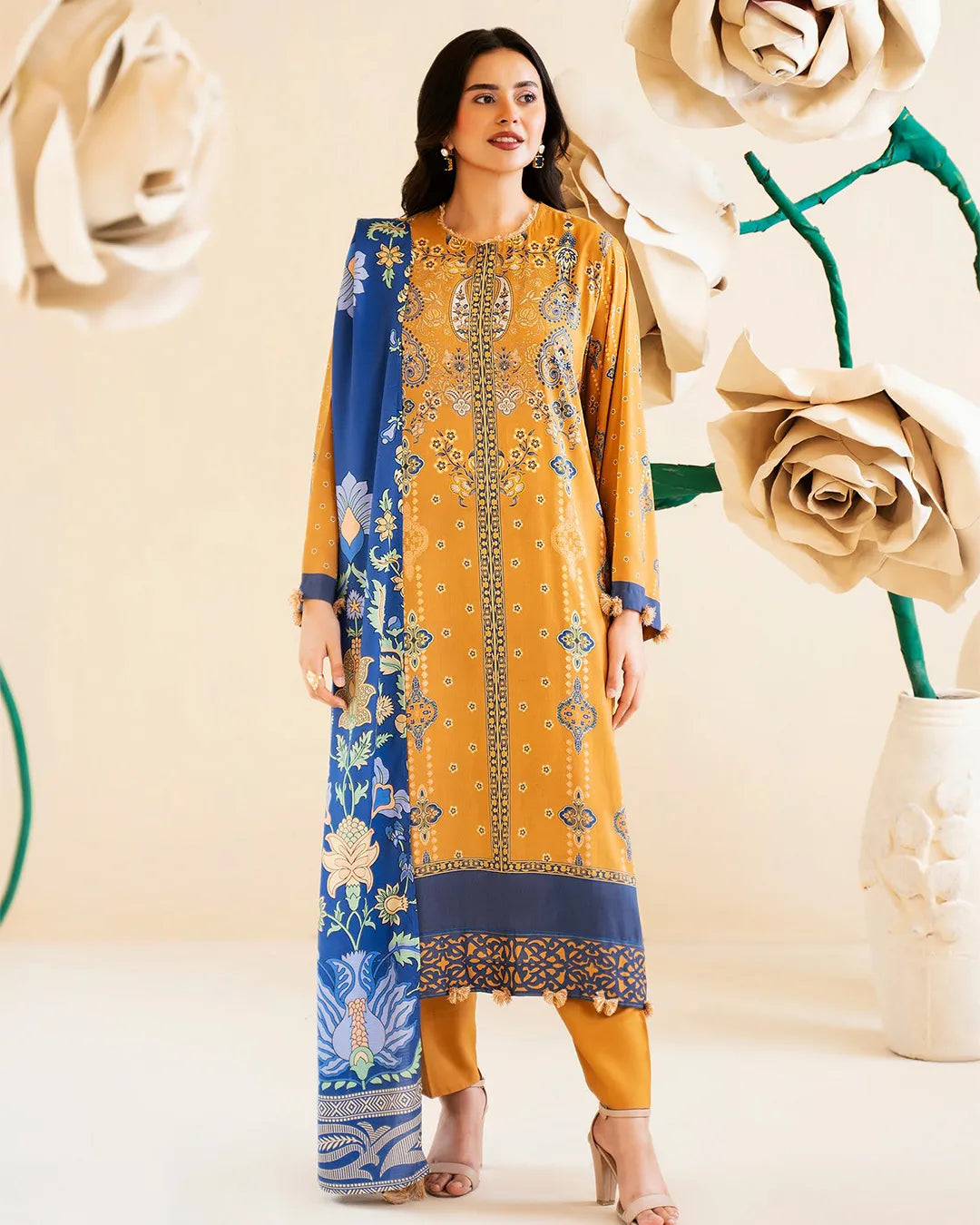 Reeba by Gull Jee Original – Samifa Winter Collection 2025 Sunset Orange Luxurious Linen